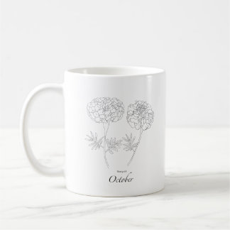 Caneca de Café Flor do Mês de Nascimento de Outubr