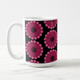 Caneca De Café Flor Fantasia Rosa Glowing   Floral Neon Abstrato