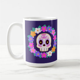 Caneca De Café Flor Floral Açúcar Crânio