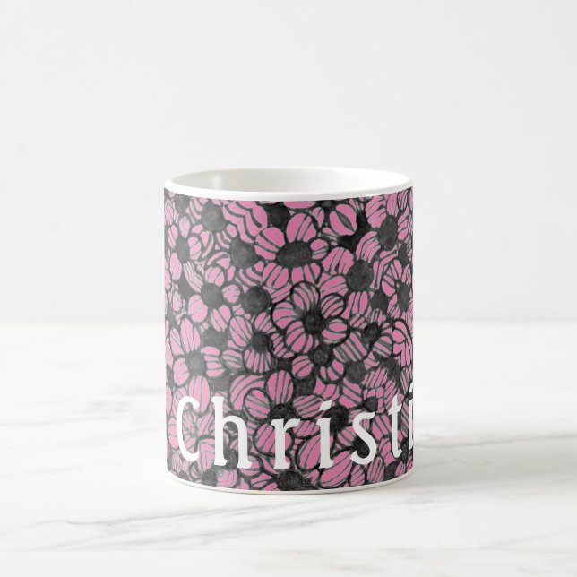 Caneca De Café Flor Floral Design Personalizado Mug (Centro)