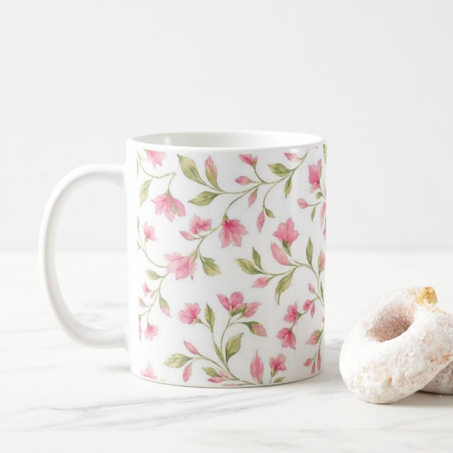 Caneca De Café flor flores (Com Donut)