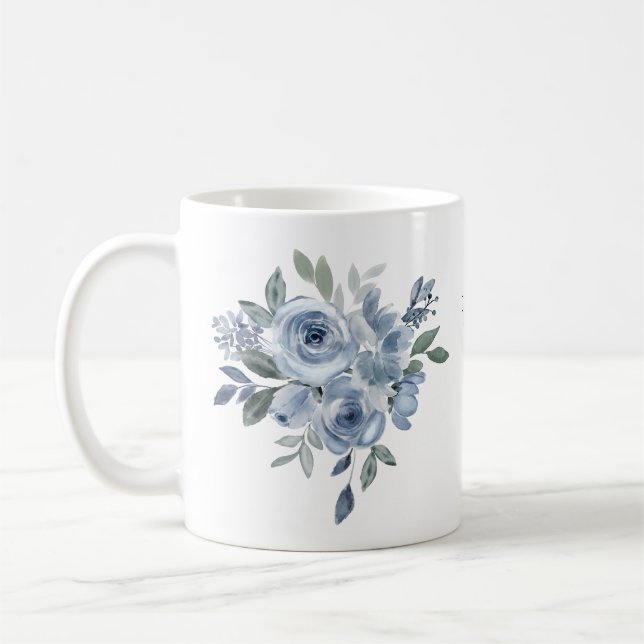 Caneca De Café Flor Flores Azuis Flores Cerâmicas (Esquerda)