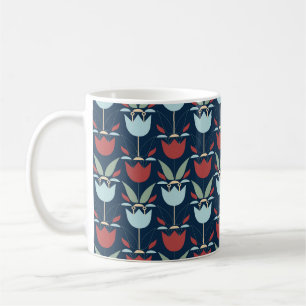 Caneca De Café Flor Geométrica: Ornamento Vintage Multicolorida
