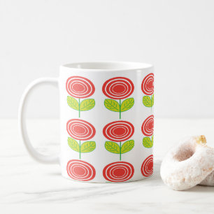 Caneca De Café Flor Geométrico Flor Vermelha