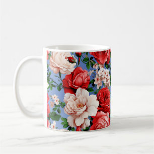 Caneca De Café Flor Grande da Rosa vermelha Retroativa