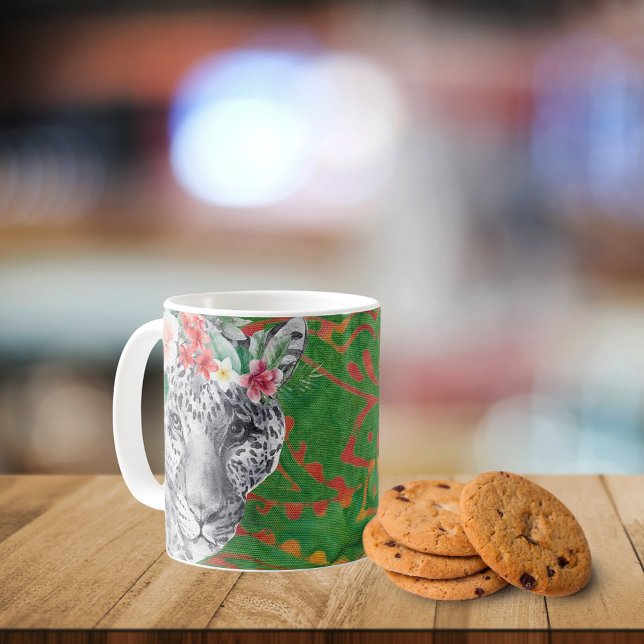 Caneca De Café Flor Leopardo Selva Batik (Criador carregado)