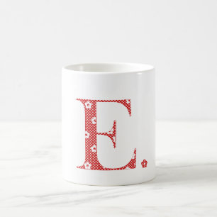 Caneca De Café Flor - Letra E vermelha e pontos)