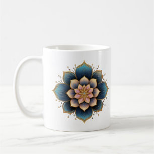 Caneca De Café Flor Mandala Lotus com Cristais Espumantes