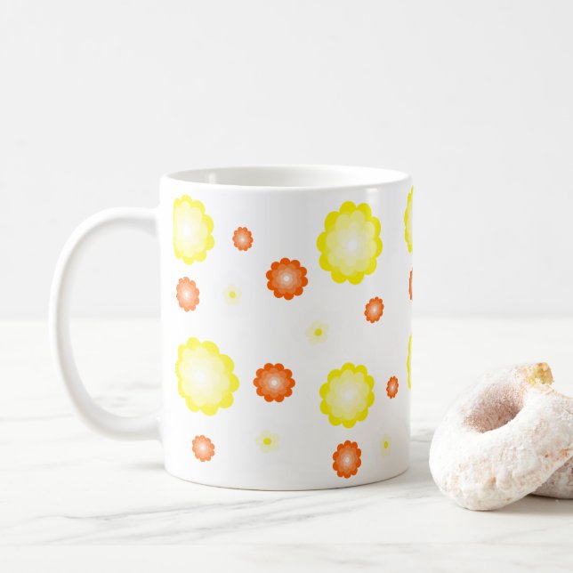 Caneca De Café Flor margarida, colorido, bonito (Com Donut)