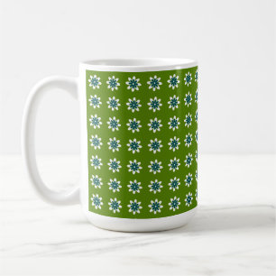 Caneca De Café Flor Minimalista Verde Abacate Retro