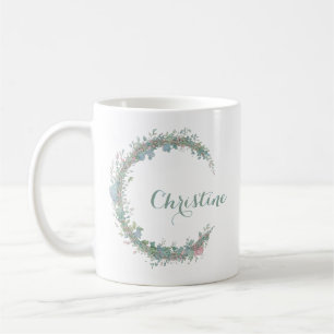 Caneca De Café Flor, nome feminino, lua crescente