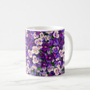 Caneca De Café Flor Pansível Roxo
