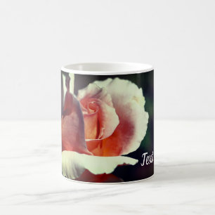 Caneca De Café Flor Peach Rosebud Personalizado