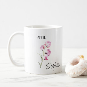 Caneca De Café Flor Personalizada de Abril