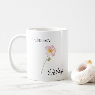 Caneca De Café Flor Personalizada de Fevereiro