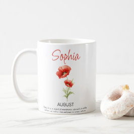 Caneca De Café Flor Personalizada de Nascimento de Agosto