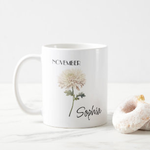 Caneca De Café Flor Personalizada de Novembro
