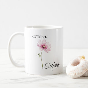 Caneca De Café Flor Personalizada de Outubro