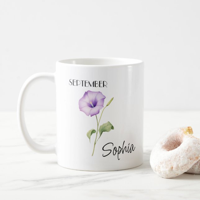 Caneca De Café Flor Personalizada de Setembro (Com Donut)