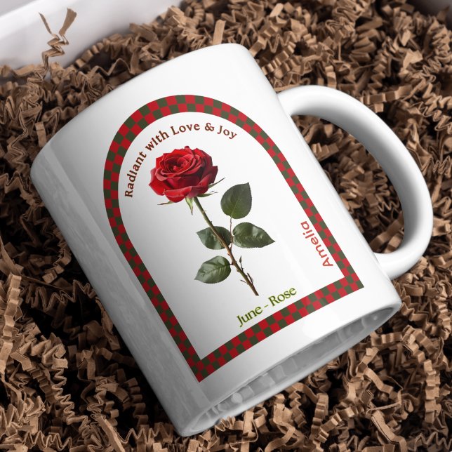 Caneca De Café Flor Personalizada do Mês de Nascimento do Junho (Criador carregado)