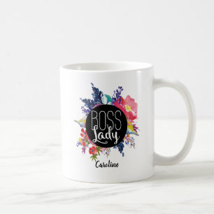 Caneca De Café Flor personalizada Lady Boss MUG
