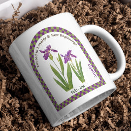 Caneca De Café Flor Personalizado do Mês de Nascimento de Feverei