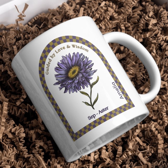 Caneca De Café Flor Personalizado do Mês de Nascimento do Setembr (Criador carregado)