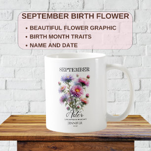 Caneca De Café Flor Personalizável Aster Aster de Setembro