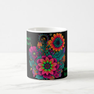 Caneca De Café Flor Power Hippie Boho Personalizado