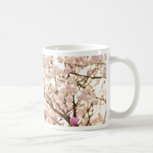 Caneca De Café Flor-Primavera de-Magnolias Púrpuras, cor-de-rosa,