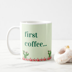 Caneca de Café Flor Primeira Flor Laranja Cacto Ve