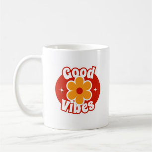Caneca De Café Flor Retro de Boas Vibrações   Floral Po dos Anos 