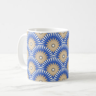 Caneca De Café Flor retrógrada sunrise - azul, branco e castanho
