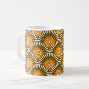 Caneca De Café Flor retrógrado do nascer do sol - Laranja e casta