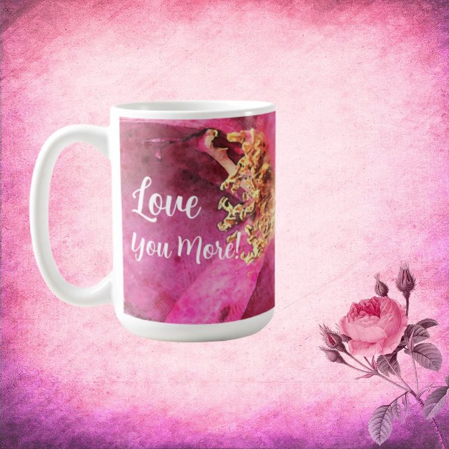 Caneca De Café Flor Rosa Ama Você Mais (Criador carregado)