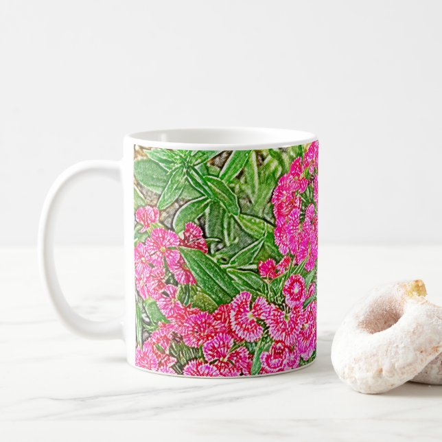 Caneca De Café Flor rosa Bonito (Com Donut)