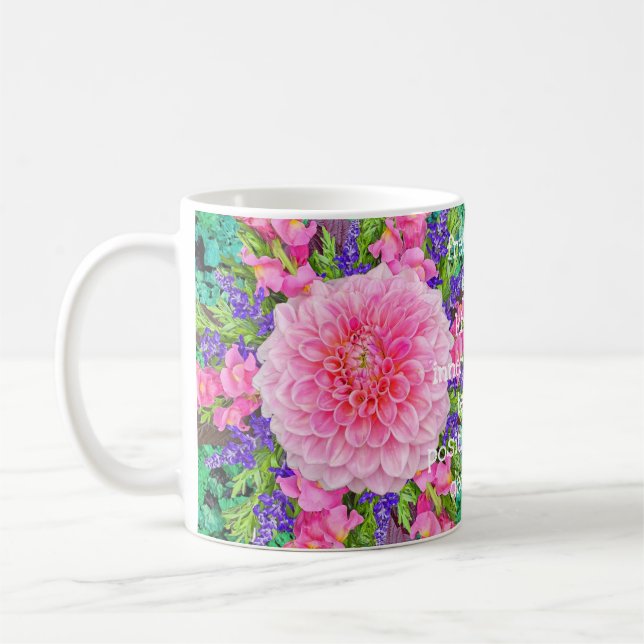Caneca De Café Flor Rosa Dahlia (Esquerda)