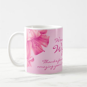 Caneca De Café Flor rosa de 30 de aniversário de esposa maravilho