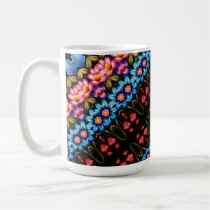 Caneca De Café Flor rosa e azul