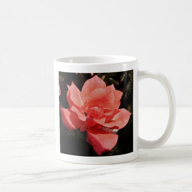 Caneca De Café Flor Rosa Rosa Rosa Pêssego bonito (Direita)