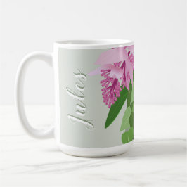 Caneca De Café Flor rosa Tropical Medinilla Rosa em Nome Verde