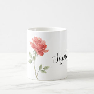 Caneca De Café Flor Rosa Vermelha Bonita