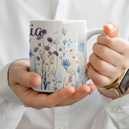 Caneca De Café 🌸 🎨 Flor Selvagem Agua 🌼 🍃