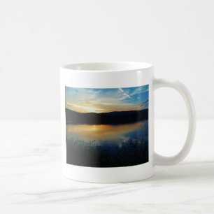 Caneca De Café Flor selvagem, pôr de sol azul
