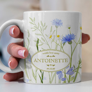 Caneca de Café Flor Silvestre Azul Para Personaliz