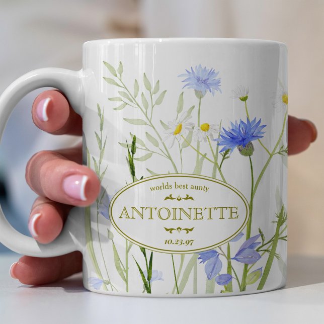 Caneca de Café Flor Silvestre Azul Para Personaliz (Criador carregado)