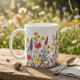 Caneca de Café Flor Silvestre: Floral Botânica Vin