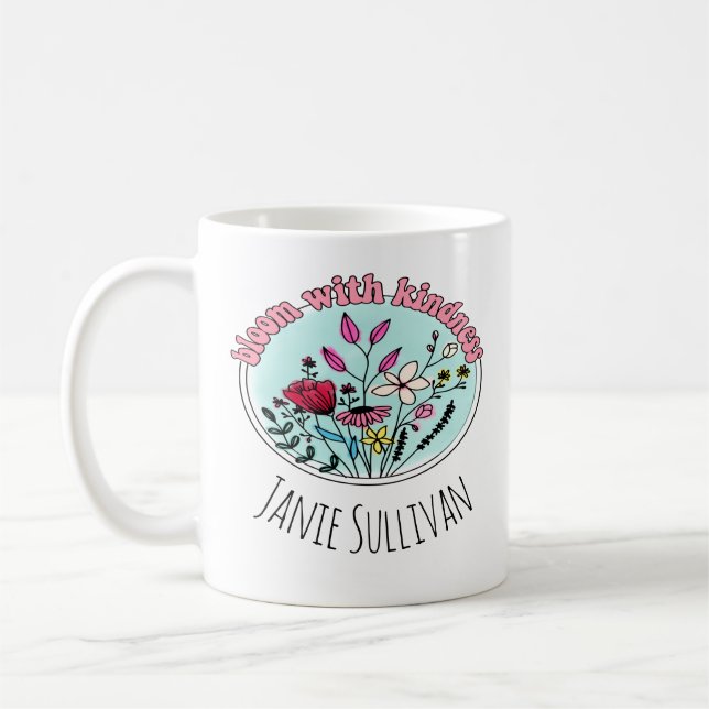 Caneca De Café Flor Silvestre Florescer Com Gentileza (Esquerda)
