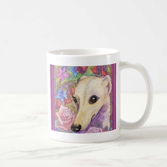 Caneca De Café Flor tímida Whippet (Direita)