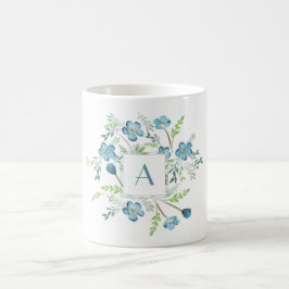 Caneca De Café Flor Verde Verde Elegante